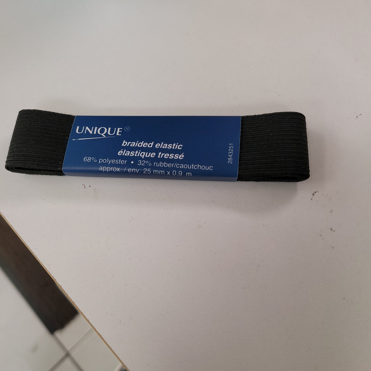 UNIQUE Élastique Tressé 13mm (1/2") - Noir - Les Tissus