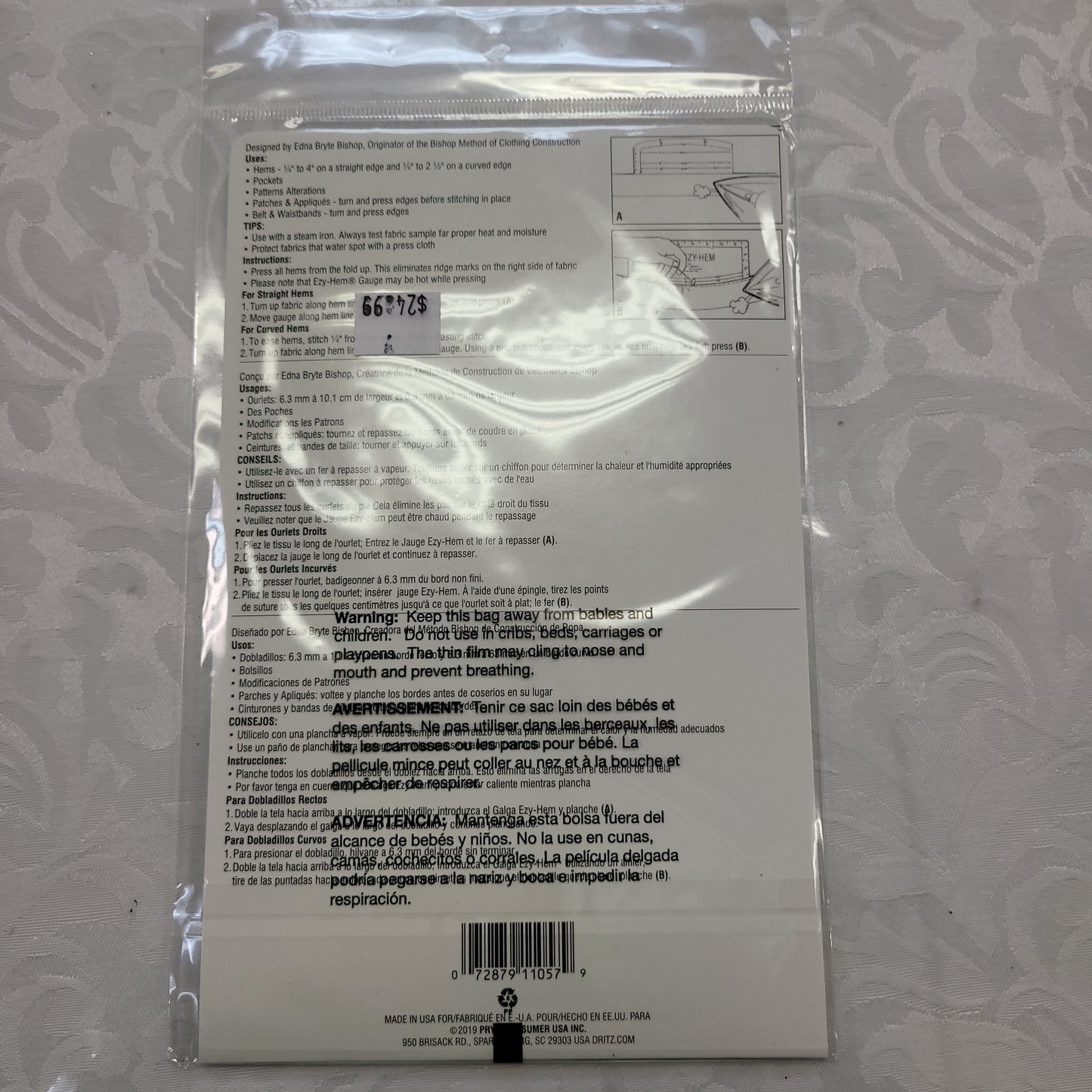 Dritz - Ezy-Hem Règle à ourlet