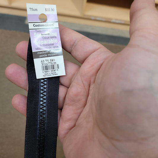 Zipper Noir separable 75cm