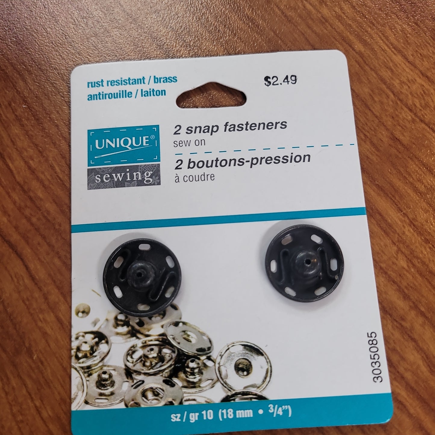 UNIQUE SEWING Snap Fasteners Black - size 18mm (3⁄4″) - 2 sets