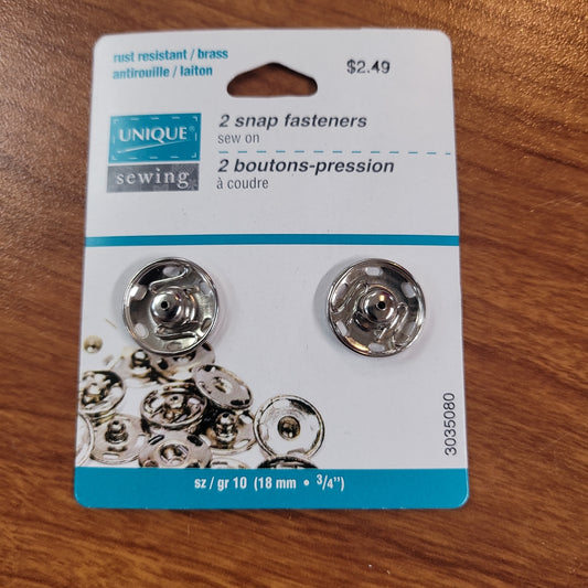 UNIQUE Snap Fasteners Nickel - size 18mm (3⁄4″) - 2 sets