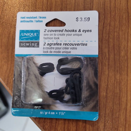 UNIQUE SEWING Hooks & Eyes Black - 4.0cm - 2 sets