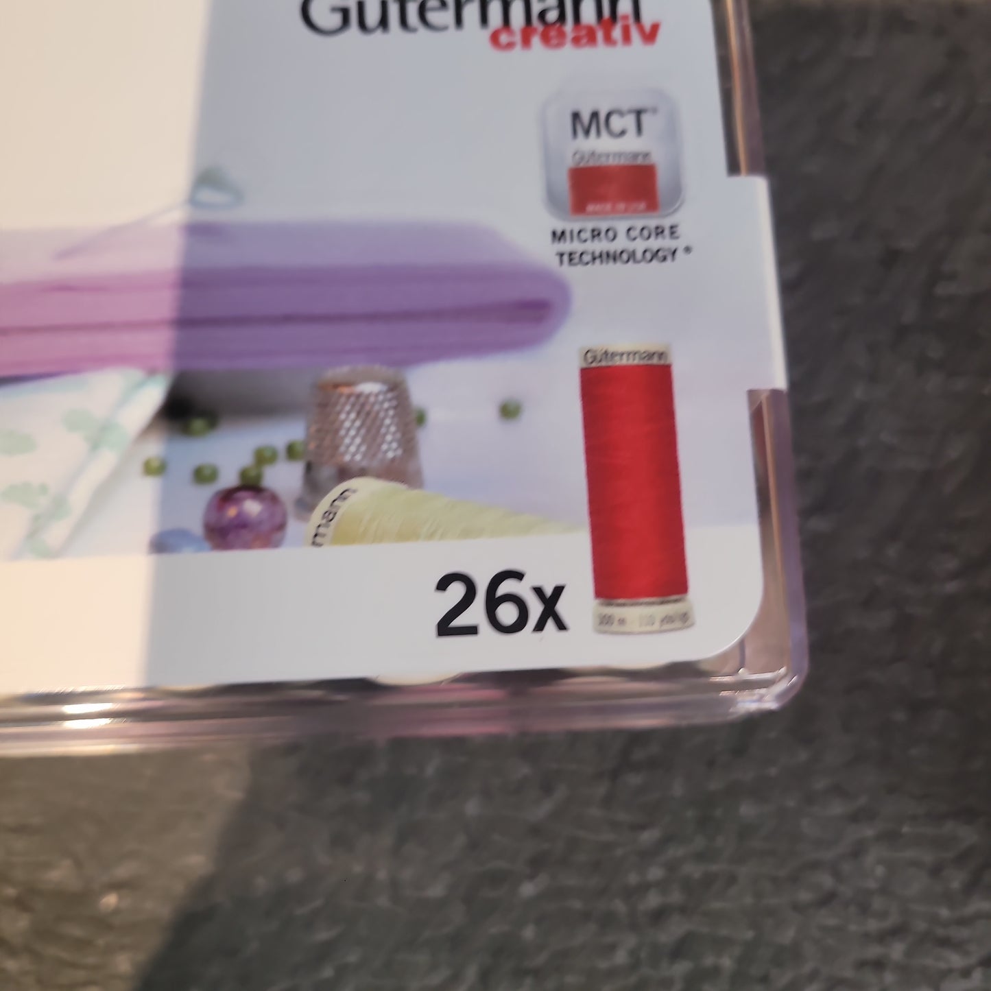 GÜTERMANN 26 pc Sew-All 100m Thread Set Acrylic Box (Assorted Colours)