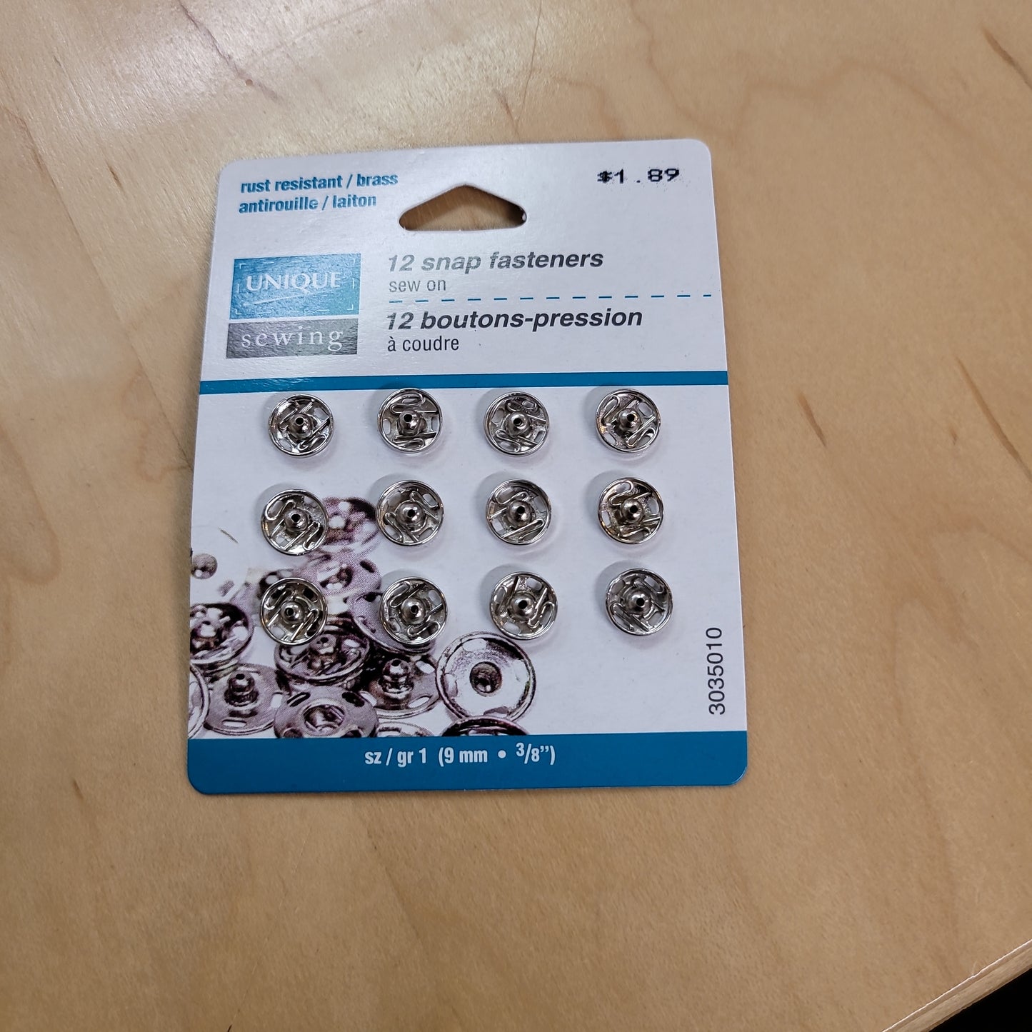 UNIQUE SEWING Snap Fasteners Nickel - size 1 / 9mm (3⁄8″)- 10 sets