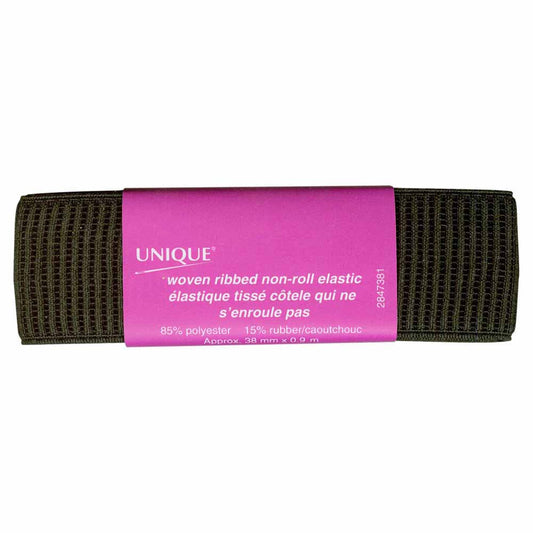 UNIQUE Ribbed Elastic 38mm x 0.9m - Black