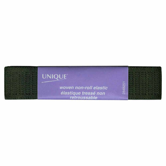 UNIQUE Woven Non-Roll Elastic 25mm x 0.9m - Black