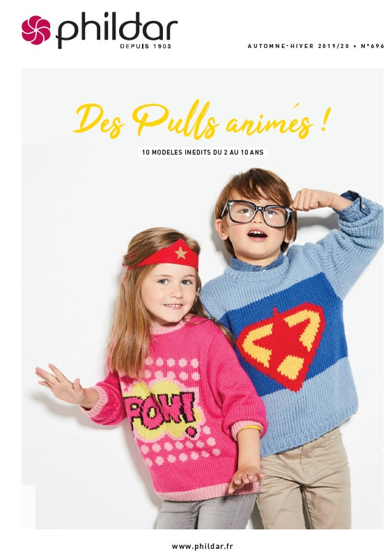 PHILDAR Catalogue n°696 - Pulls enfant 2-10A [Children's Sweaters]