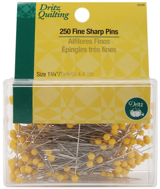 Dritz Quilting Fine Sharp Pins, 1-3/4-Inch Steel,  250/Pkg